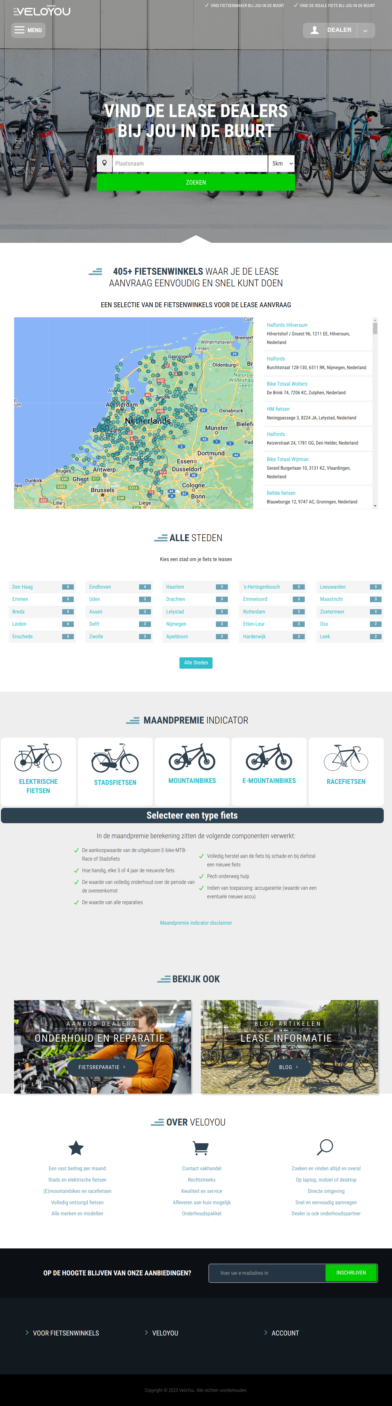 VeloYou Google Maps dealer-zoekfunctie
